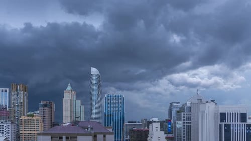 4k uhd timelaspe bangkok capital city thailand with storm dark cloud before thunderstorm