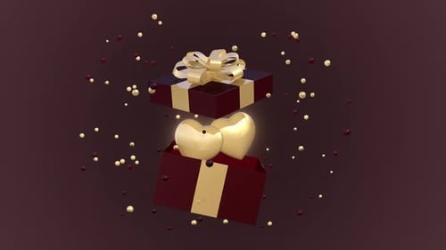 Luxury Gift Box Opening with Golden Hearts Reveal