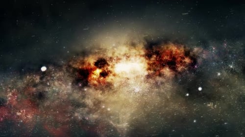 Spectacular view of a glowing galaxy - gravitationally bound system of stars.