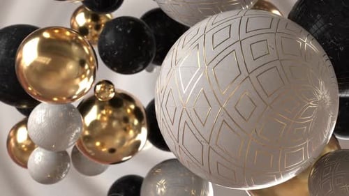 Elegant Gold and Marble Spheres Floating Abstract Background