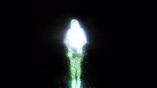 Abstract Glowing Particle Figure Dancing Animation
