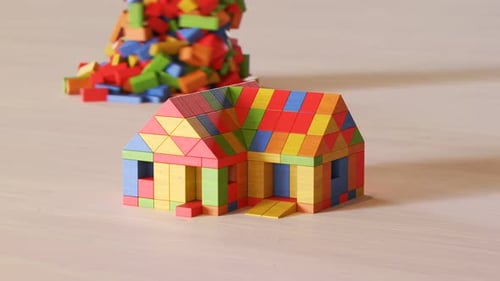 Colorful Geometric Blocks Collapse on Toy House