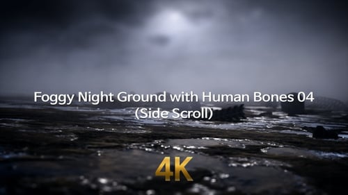 Nebeliger Nachtboden mit menschlichen Knochen 4K 04 (Seitenrolle)