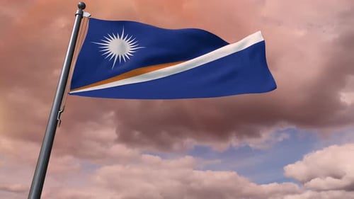 Marshall Islands Flag Waving Seamlessly Against a Cloudy Sky