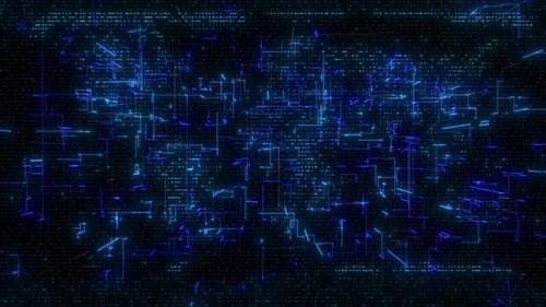 Futuristic Blue Digital Circuit Board Data Flow Loop