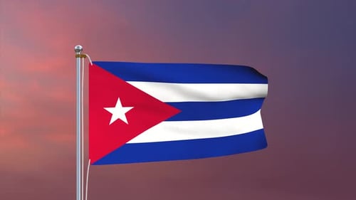 Animated Cuban Flag Waving in Realistic Sky
