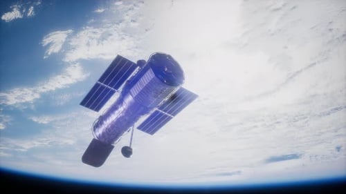 Hubble Space Telescope in Orbit Above Earth