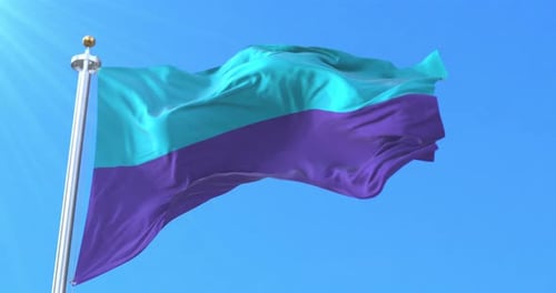 Abstract Waving Flag Animation with Teal and Purple Colors