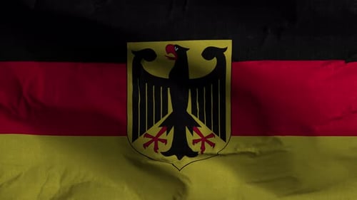 Seamless Loop of German Flag with Eagle Emblem Waving