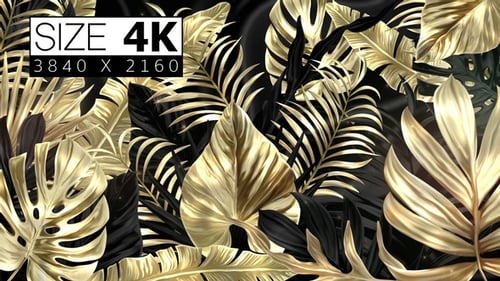 Luxury Gold Tropical Leaves Motion Background Seamless Loop