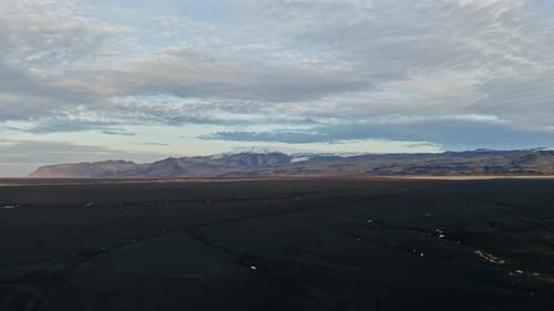 Drone Over Black Sand Landscape