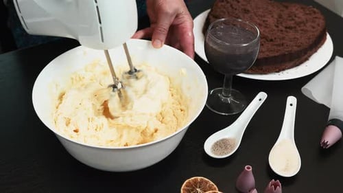 Preparing Cake Frosting with Electric Mixer