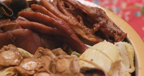 Delectable Variety of Prepared Chicken and Pork Dishes