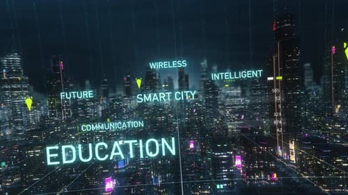 Digital Abstract Smart City Title Tags