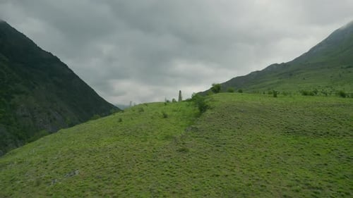 Monument of historical building in mountains