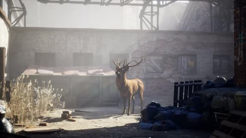 Des cerfs sauvages rôdent dans les rues d'une ville abandonnée