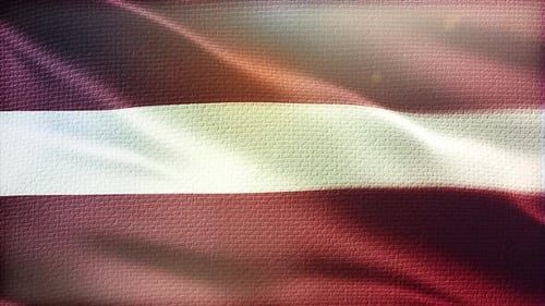 Textured Waving Flag of Latvia with Light Flares