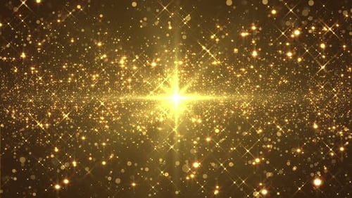 Golden Shimmering Glitter Particles Abstract Celebration Background