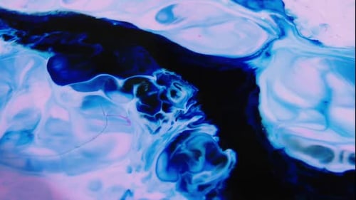 Abstract Swirl of Blue, Black and White Inks