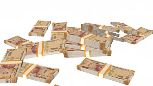 Falling Indian Rupee 200 Notes Piling Up Animation
