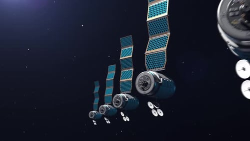 réseau de satellites sur le fond de l'espace