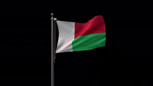 Realistic Waving Flag of Madagascar Animation