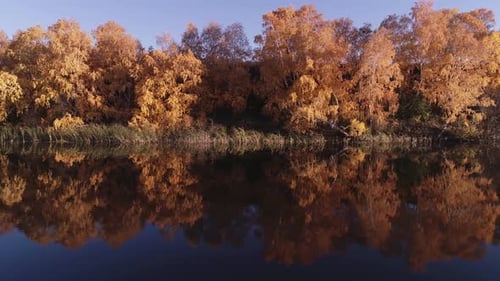 Rafting auf dem Forest River an schönen sonnigen Herbsttagen