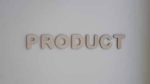PRODUCT Spelled with Wooden Block Letters