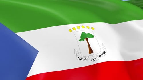 Realistic Waving Flag of Equatorial Guinea Loop