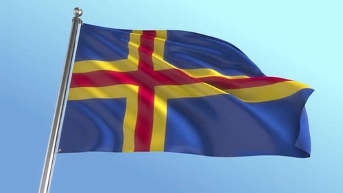Aland Flag Waving In Wind Loopable Animation