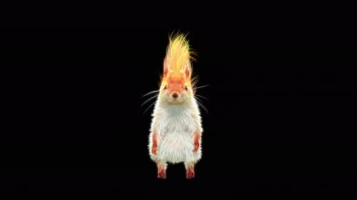 Animated Fiery Squirrel with Burning Fur Effect