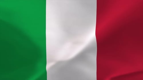 Animated Italian Flag Waving in Slow Motion Loop