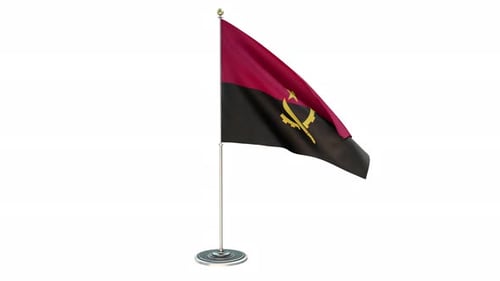 Angola National Flag Waving on Pole Loop Animation