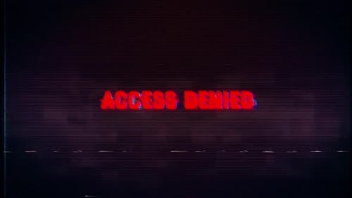 Text „Zugriff verweigert“ mit Glitch-Retro-Effekt
