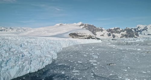 Antarctica Glacier Ocean Shore Landscape Aerial