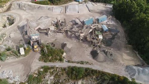 Drone Aerial View of Limestone Quarry