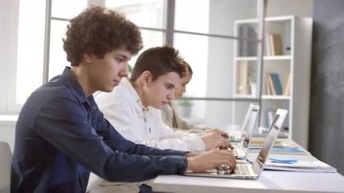 Students In Row At Computer Class