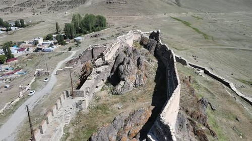 aerial ancient castle ruins