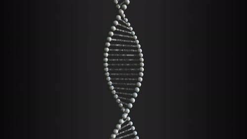Futuristic Rotating DNA Helix with Digital Data Animation