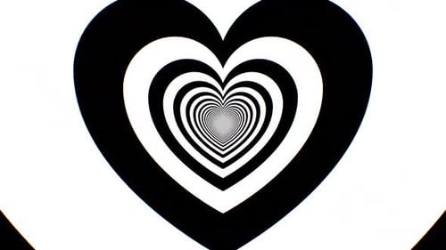 Black White Heart Tunnel Gothic Shape Fast Moving Optical Illusion