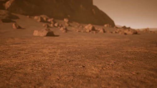 Fantastic Martian Landscape in Rusty Orange Shades