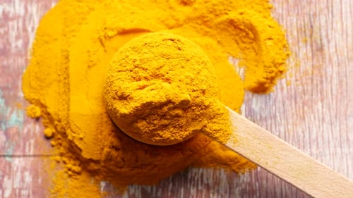 Detail Shot of Turmeric Powder on a Spoon