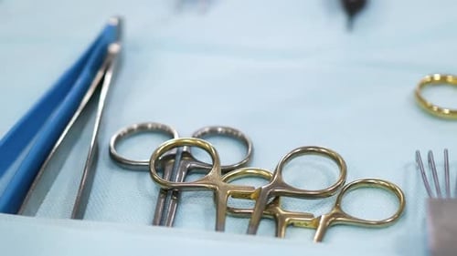 Surgical Instruments Laid Out on Surgical Table