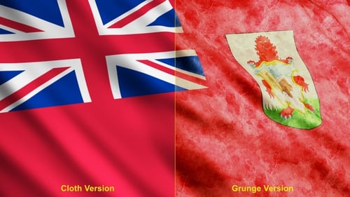 Grunge Bermuda Flag Waving Seamless Loop Animation