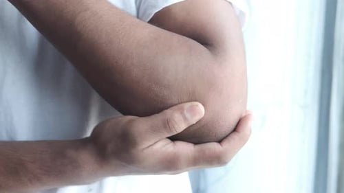 Man with Elbow Pain Pain Relief Concept