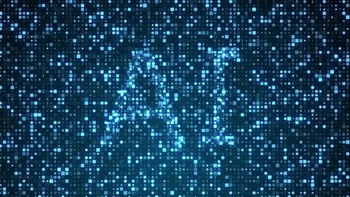 Futuristic AI Word Reveal on Digital Grid Background