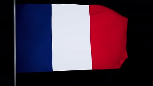 French Flag Waving Animation with Alpha Channel