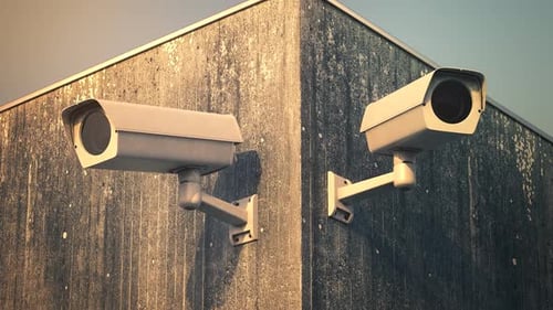 Security cameras monitoring the private property, observe and record the video.