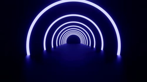 Animated Neon Glowing Arch Tunnel Background