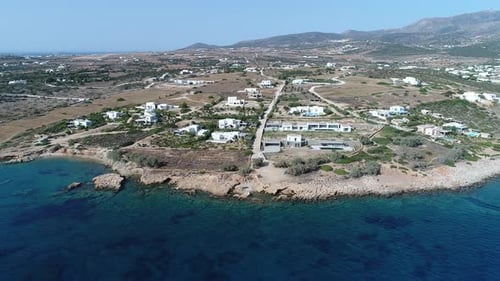 Plage d'Aliki sur l'île de Naxos dans les Cyclades en Grèce vue du ciel